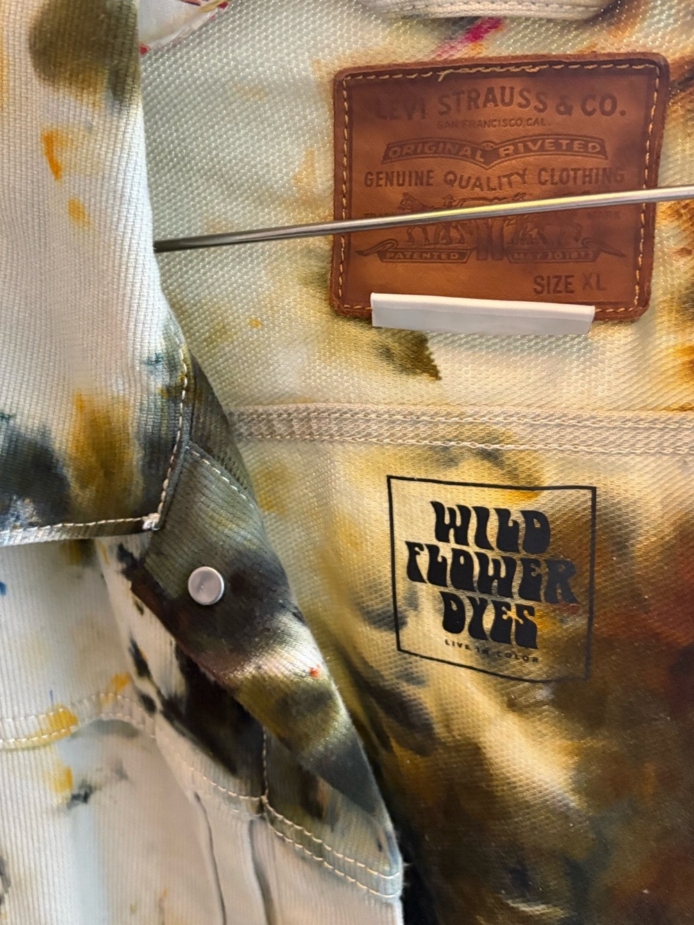 Levi's Wildflower Tie-Dye Beige Jacket with Black and Brown Accents